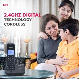 Beetel X92 2.4Ghz Cordless Landline,Dual Mode DTMF/FSK,1 Line 7 Segment LCD Display & Blue LED Backlit,Illuminated Keypad,2 Way Speaker Phone,6 Step Ringer Volume Control (Black)(X92) image 1