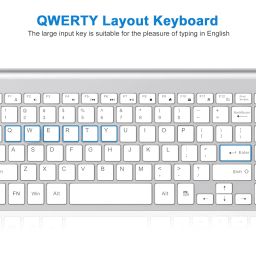 cimetech Wireless Keyboard, 2.4G USB Ultra-Thin Ergonomic Keyboard, Plug and Play Compact Full Size Keyboard with Windows, Mac, Laptop, PC, Desktop - Silver image 5