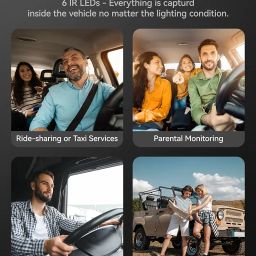 WOLFBOX i07 3-Channel Dash Cam with Built-in WiFi & GPS | 4K+1080P Dash Camera Front and Inside | 2K 1440P+1080P+1080P, 3" LCD Super IR Night Vision & 24 Hours Parking Monitor, Supports 512GB Max image 1