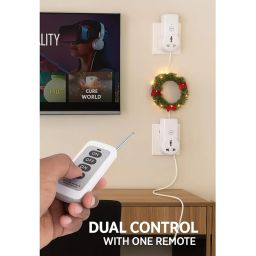 Blackt Electrotech BT16H | 3-Pin Wireless RF Remote Control Power Outlet Switch Socket | 230V 10A Plug with 1 Remote | 100m Range | for Light, Fan, TV & Appliances (2 Socket + 1 Remote) image 1