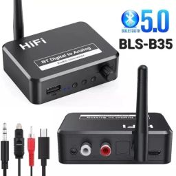 Microware Bluetooth 5.1 Digital Audio Receiver, DAC, Digital to Analog Converter 3.5mm Aux RCA L/R U-Disk High Fidelity Optical Stereo 2 in1 Wireless Adadper image 4