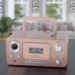 Portable Stereo CD Player with Bluetooth, AM/FM Stereo Radio and Cassette Player/Recorder (Rose & Gold) image 3