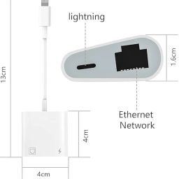 VOOCME Lighting to Ethernet Adapter, 2 in 1 RJ45 Ethernet LAN Network Adapter for i-Phone/i-Pad/i-Pod, Supports 100Mbps Ethernet Network with Charge Port, Plug and Play, Support All iOS image 3
