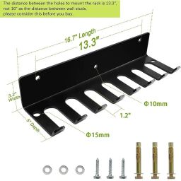 UTC Gym Rack Organizer, Resistance Band Storage Rack, Gym Hooks for Olympic Barbells, Bands, Row Handles, Bats or Tools image 1