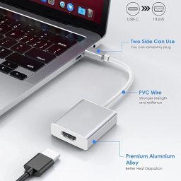 MESHIV USB C to HDMI Adapter, USB 3.1 Type C to HDMI Adapter 4K Thunderbolt 3 (Compatible only Some Devices with C-Port (Grey) image 1