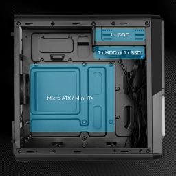 ZEBRONICS Flow Cabinet/Case, Mini-Tower, Supports mATX | ITX, 80mm Cooling Fan, Front Panel Multicolor LED Strip, ODD Support, USB 3.0, 3X USB image 1