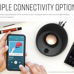 Creative Pebble V3 Minimalistic 2.0 USB-C Desktop Speakers with USB Audio, Clear Dialog Enhancement, Bluetooth 5.0, 8W RMS with 16W Peak Power, USB-A Converter Included (White) image 4