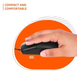 amazon basics Wired Mouse | 1000 DPI Optical Sensor | Plug and Play | Compatible with PC, Laptop (Black) image 3