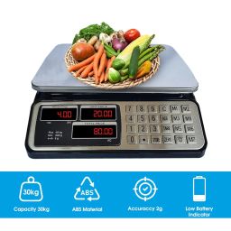 Atom Price Computing Weight Machine with 40 kg Capacity for Grocery, Supermarkets & Bakery, Dual Display, Numerical Keypad, 2 Power Supply & Tare Function | Atom A PRC 831 B With Power Cord. image 1
