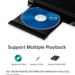 Blu Ray DVD Player 2D 1080P Blu-ray DVD Player for TV/Projector,Support All DVDs and Region A B C Blu-ray Discs,HDMI/CVBS/Audio L and R/Coaxial Output image 4