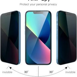 OpenTech® Privacy Tempered Glass Screen Protector Compatible for iPhone 13/13 Pro / 14 / 16e (6.1 Inches) with Edge to Edge Coverage and Easy Installation kit image 2