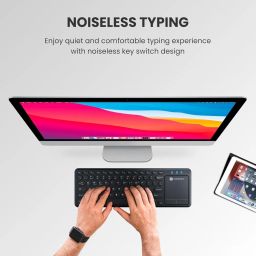 Portronics Bubble Pro Wireless Keyboard with Touchpad, Bluetooth & 2.4 GHz Dual Connectivity, Noiseless Keys, Connect Upto 2 Devices, Spill-Resistant Design (Black) image 1