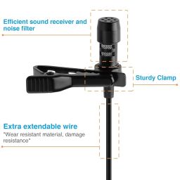 icall 3.5 mm Mini Lavalier Digital Noise Cancellation Clip Collar Condenser Mic for Mobile, PC, Laptop, Android Smartphones, DSLR Camera, YouTube, Interview, Lectures, News (Black) image 4