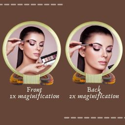 Professional Series Extra Large Size Round Double Sided Magnifying Makeup Mirror with Handle for Men & Women, 27 x 18.5 x 1.5 cm image 3