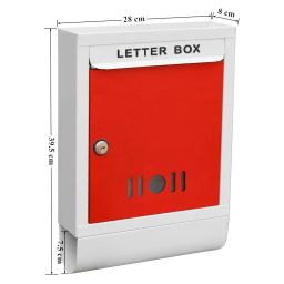 Planet Metal Letter Box for Home gate and with Magazine Holder/News Paper Holder/Mailbox/Post Box/Wall Mount Complaint Box & Suggestion Box for Office with Secure Lock and Keys (Red & Ivory) image 2