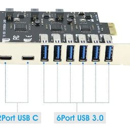 foxaa USB 3.0 PCIe Card, PCI-e to 2Port USB C + 6 Port USB 3.0 Internal Expansion Card 5Gbps Support PCI-E X1 X4 X8 X16, Support Windows 11/10/8/7/XP-EPL-1028PC. image 2