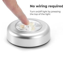 Plastic Led Battery Powered Wireless Stick Tap Touch Lamp Stick-On Push Light for Closets, Cabinets, Counters, Or Utility Rooms, Cordless Touch Light, Batteris Not Included - Pack of 2 image 3
