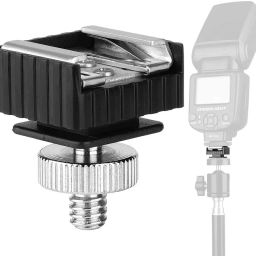 SHOPEE Flash Hot Shoe Mount Adapter to 1/4 Thread Hole with 1/4"-20 Male to 1/4"-20 Male Tripod Screw Adapter for Flash Holder Bracket Light Stands Umbrella Holder Flash Bracket,Strong and Solid image 3