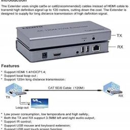 foxaa 4K 120M HDMI KVM Extender Transmitter Receiver Over Cat5/5e/Cat6 RJ45 Ethernet Cable Support USB Mouse Keyboard image 2