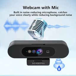 Window Hello Webcam, 1080P 30fps Camera with Noise-reducing Mic, Plug & Play, 90° Wide Angle, Built-in Privacy Cover, 360° Rotation Pan & 90° Tilt, Perfect for Zoom, Google Meet, Microsoft Teams image 3