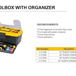 STANLEY 1-71-948 13'' Organized Maestro Heavy-Duty Portable Plastic Essential Toolbox With Clear Top Lid & Removable Tray Compartment For Easy & Convenient Storage,1 Year Warranty,YELLOW,32x13.5x15 cm image 4