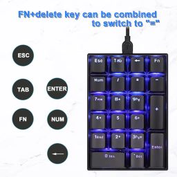 MOTOSPEED K23 Mechanical Numeric Keypad Red Switch Wired 21 Keys Mini Numpad Portable Keypad Backlight Gaming Keypad Extended Layout for Cashier image 4