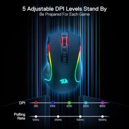 Redragon M612 PRO RGB Gaming Mouse, 8000 DPI Wired/Wireless Optical Gamer Mouse with 9 Programmable Buttons & 7 Backlit Modes, BT & 2.4G Wireless, Software Supports DIY Keybinds Rapid Fire Button image 4