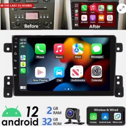 Vorally 2+32GB Car Stereo Radio for Grand Vitara 2005-2015 Car Stereo Wireless/Wired Carplay Android Auto with 9 IPS Touchscreen GPS Navigation with Bluetooth FM Radio SWC+AHD Rear Camera image 1