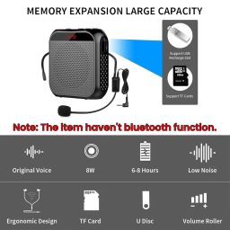 ZORBES® Voice Amplifier for Teachers - Microphone Headset Set 2200 mAh, with Headset Microphone Support TF Card/U Flash Disk, Portable Voice Amplifier for Teachers, Tour Guide, Coach, Speaker (Black) image 2