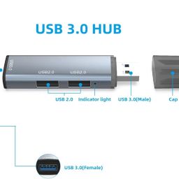 SPIN CART 3 Port USB 3.0 HUB Splitter, USB Extender Multi Port Adapter, 1 Port USB 3.0/2 Port USB 2.0 for PC, Laptop, Card Reader Flash Drive image 5