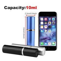 Portable Mini Refillable Perfume Bottles, 3 Pcs Travel Size Perfume Atomizer Empty Spray Bottle Scent Pump Case for Outdoor and Traveling with Funnel and Perfume Diffuser (10ml (Black+Silver+Blue)) image 2