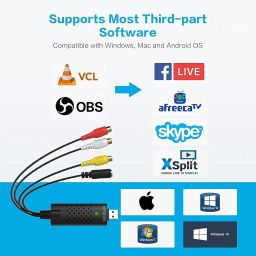 USB 2.0 Easycap DC60-008 Tv DVD VHS Video Adapter Capture Card Audio Av Capture Support Windows Xp, Video and Audio Capturing Device Directly from TV. (Black). image 5