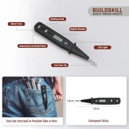 BUILDSKILL Digital Voltage Tester 12V-220V AC/DC | 2-in-1 Line & Electrical Tester Pen for Circuit Check | Induction Voltage Testing | LCD Display | Breakpoint & Live Object Detection image 4
