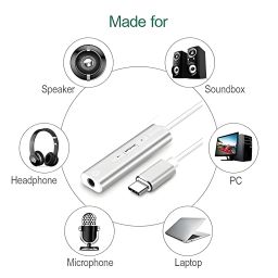 XIKKART External Sound Card, Aluminum Alloy Type C External Sound Card Adapter 3.5mm for Mobile Phone Computer Live Sound Card for Singing Recording Live Broadcast (Type-C) image 2