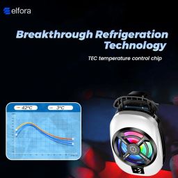 Gaming Mobile Cooler | Phone Cooling Fan with RGB Lights and Digital Display | Ultra Fast Instant Cooling Fan Compatible with Android & iPhones (White) image 1