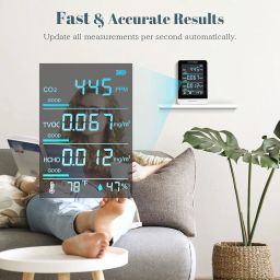 INKBIRD Advanced Air Quality Monitor Indoor CO2 Meter Accurate Tester with Formaldehyde (HCHO), TVOC, Temperature & Humidity Sensor Real-Time Gas Detector Smart Alarm Rechargeable Battery image 3