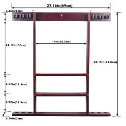 RUP Pool Cue Rack Wall Mount, 6 Pool Billiard Cue Rack, holds ball set, chalk & triangle, Made of Solid Pine Wood, Pool Table Accessories for Billiard Room or Club (accesories not included) image 4