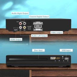 DVD Player with HDMI AV Output, DVD Player for TV, Contain HD with AV Cable/ Remote Control/ USB Input, All Region Support Home DVD Players, Tojock image 3