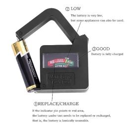 TERRIFI Battery Tester, Multi Purpose Household Battery Load Tester Checker, Universal Battery Checker Meter for AA/AAA/C/D/9V/1.5V Small Button Cell Batteries 12 V Lantern Cells & More (Black) image 3