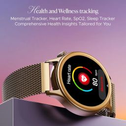 boAt Enigma Daze Women's Luxury Smart Watch w/ 1.3”(3.3cm) Luminous Display, Emergency SOS Live Location Sharing, Functional Crown, Watch Face Studio, QR Tray, BT Calling, HR & SpO2 (Metallic Gold) image 4