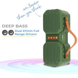 Zebronics Zeb-Sound Feast 50 Wireless Bluetooth 14W Rugged Finish Portable Speaker with Supporting Dual Drivers, Handy Strap, Mobile Holder, USB, SD Card, AUX, FM, TWS & Call Function. (Green) image 1