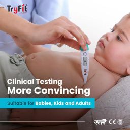TryFit Digital Thermometer for Babies, Kids, Adults & Pets | 60 Sec Fast Reading | Waterproof Tip | Dual Mode °C/°F | LCD Display | Beep Alert | Mercury-Free | 1 Year Warranty | Battery Included image 2