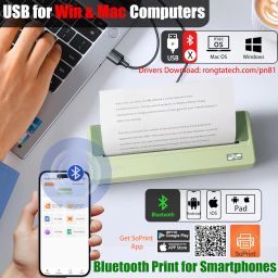 Rongta Inkless Portable Printer Wireless for Travel, Thermal Printer Support 8.5'' x 11'' & A4 Thermal Paper, Bluetooth Compatible with Android/iOS & Laptop for Home Use (Avocado Green) image 2
