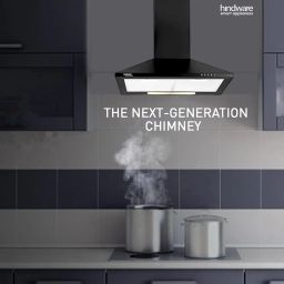 Hindware Smart Appliances | Clara Neo 60 cm Wall Mounted Kitchen Chimney comes with cassette filter and maximum suction power of 750 m3/hr with push button control (Black) image 1