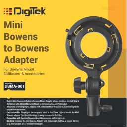 Digitek (DBMA 001 Mini Bowens to Bowens Adapter – Compatible with Softboxes & LED Video Lights, Pivoting Stand Adapter, 5/8" Receiver, Easy Assembly, for Portable Lighting Setup image 1