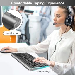 cimetech Mini Wireless Keyboard and Mouse, 2.4G Slim Keyboard and Ergonomic Mouse Set with 12 Multimedia Shortcuts for Computer, PC, Laptop, Tablet, Desktop, Android SmartTV (Grey) image 3