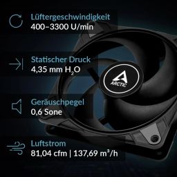 ARCTIC P12 Max (5 Pack) - PC Fans, High-Performance 120mm Case Fan, PWM Controlled 200–3300 RPM, Optimised for Static Pressure, 0dB Mode, Fluid Dynamic Bearing - Black image 1