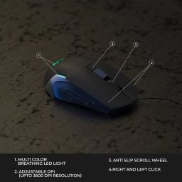 Arctic Fox Crystal Wired Keyboard and Mouse Set with 104 Keys and a USB Gaming Mouse with 3600 DPI image 3