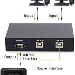 KraijjaRetail 2 Ports USB Switch for PC Sharing Switch Hub Box, Printer Splitter for Two Computers Sharing 1 Scanner Printers Projector Camera and Keyboard image 1
