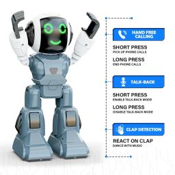 Mirana Moonwalker | Smart Interactive Walking & Talking Robot | USB Rechargeable Type-C | in-Built Bluetooth Speaker | Remote & App Controlled Toy for Kids 2+ 3+ 4+ 5+ 6+ Years (Light Grey) image 4